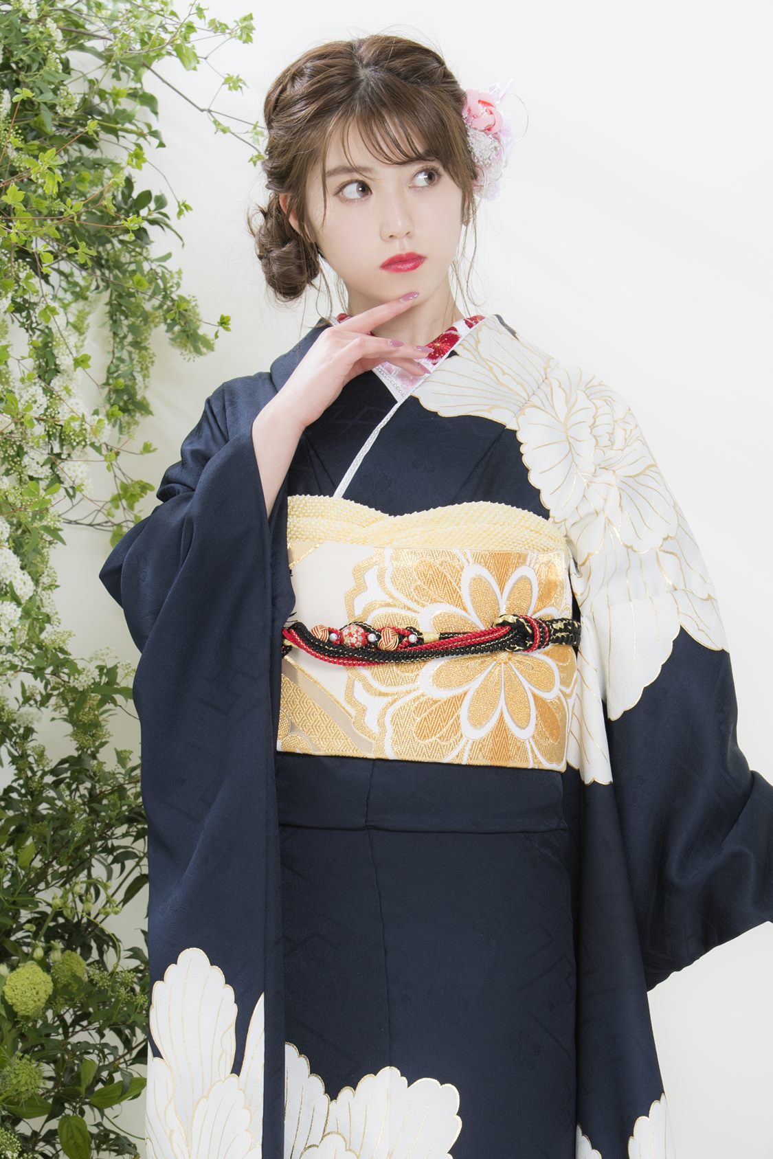 Or 18 振袖紺 ギャル 無地シンプル おりえん振袖コレクション Or 18 振袖紺 ギャル 無地シンプル おりえん振袖コレクション