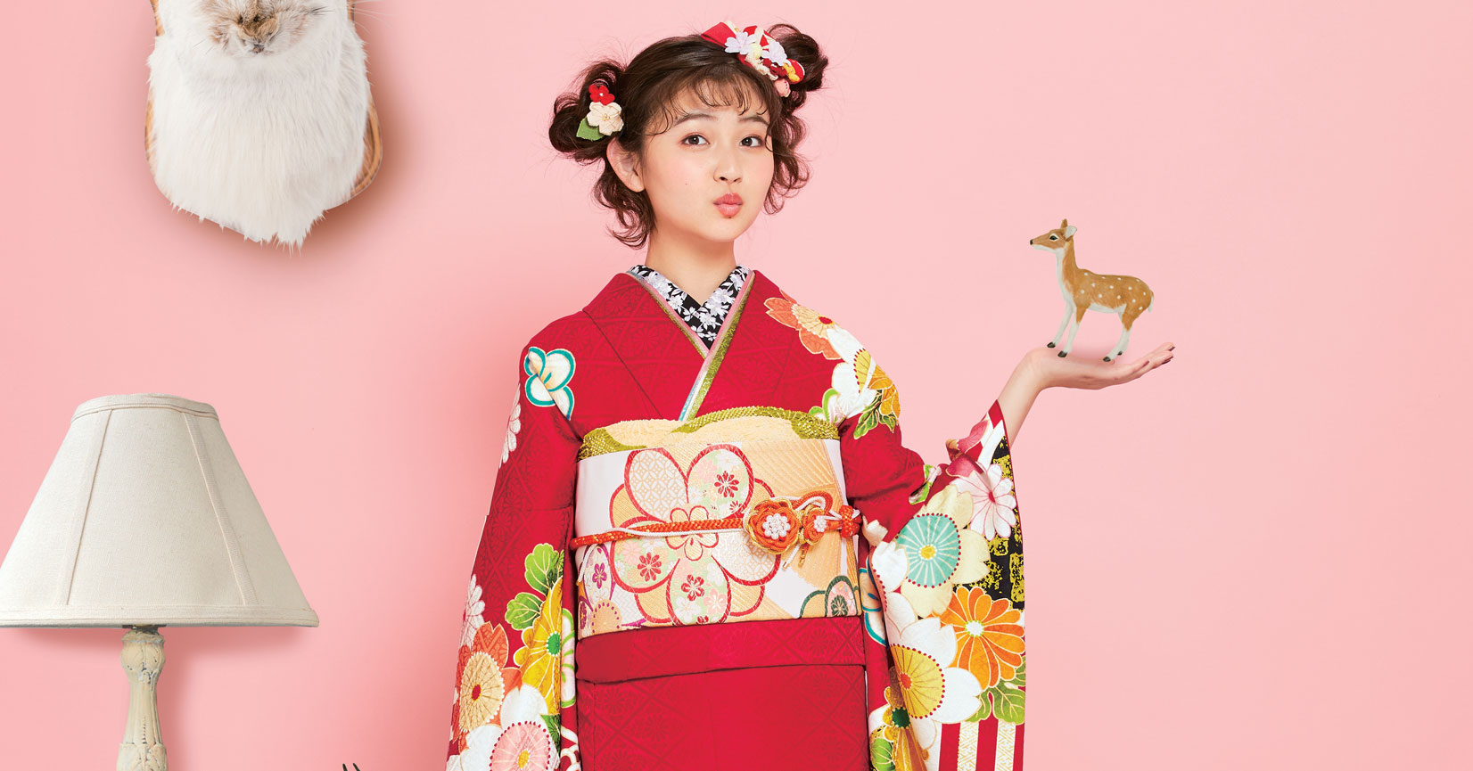 【美品】ふりふ振袖＊希少　青と赤のストライプ 花柄 金線あり 美品ふりふ振袖 青と赤のストライプ 花柄 金線あり